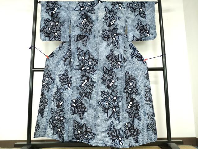 平和屋着物∴夏物　浴衣　有松鳴海絞り　草花文　綿　逸品　DABI8909cd