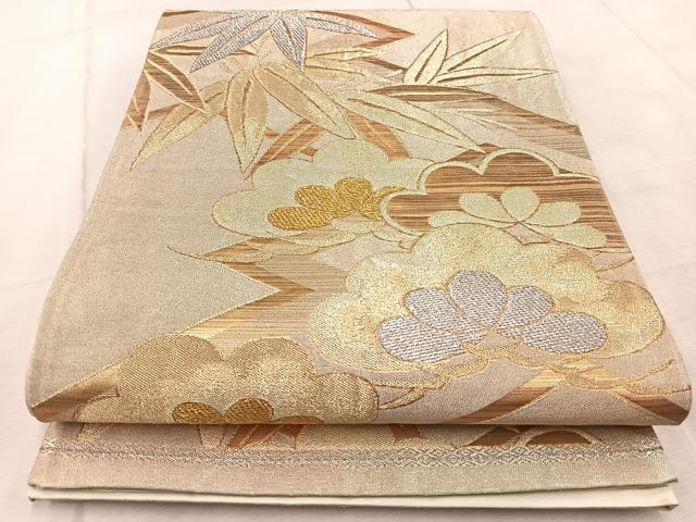 平和屋着物◎六通柄袋帯　松竹文　金銀糸　正絹　逸品　BAAV6699yc