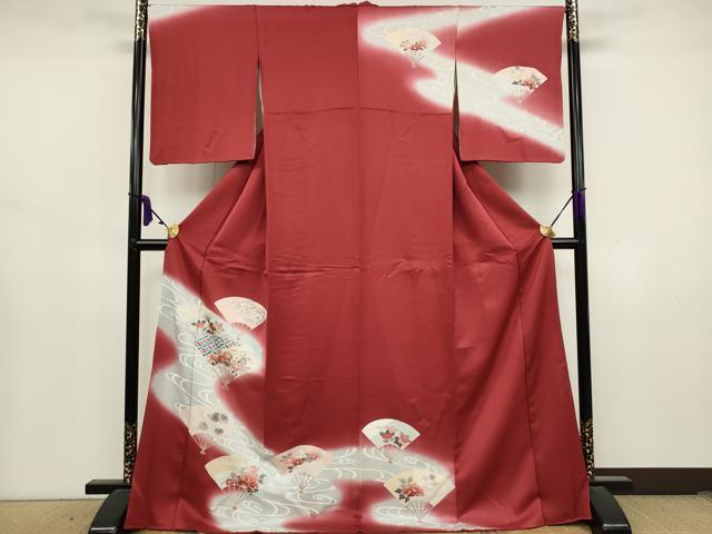 平和屋着物■訪問着 流水扇面花文 暈し染め 金彩 正絹 逸品 CAAJ8827ut