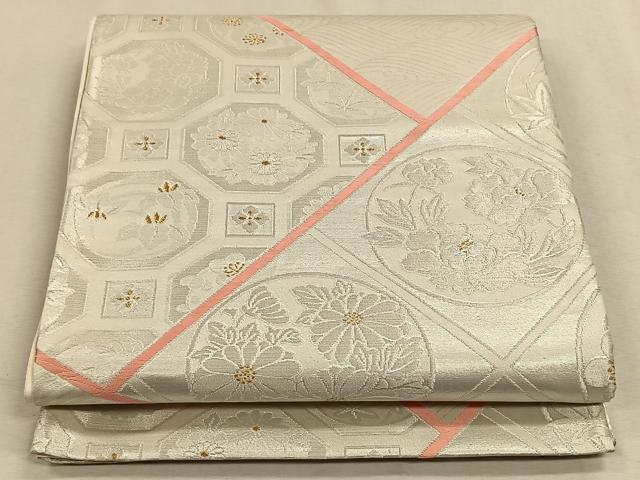 Rakuten - 平和屋着物◎六通柄袋帯　唐織　切嵌花丸文　金銀糸　正絹　逸品　CAAW3311qv