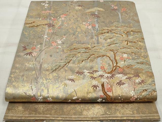 平和屋着物◎六通柄袋帯　唐織　梅香松籟　金糸　引箔　正絹　逸品　DAAT2883qa