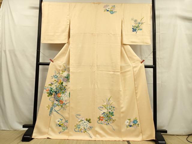 平和屋着物■訪問着　刺繍　飾花文　正絹　逸品　DABA0998cm
