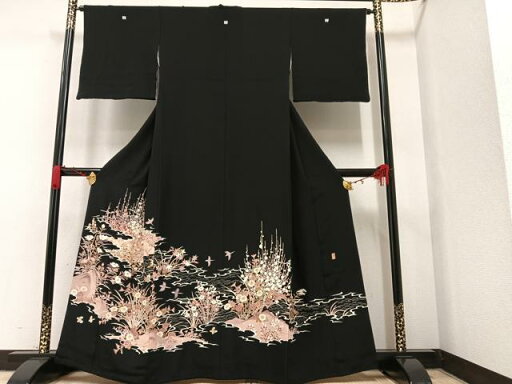 平和屋着物■豪華黒留袖 作家物 花鳥文 正絹 逸品 AAAW5467ph 平和屋着物■豪華黒留袖 作家物 花鳥文 正絹 逸品 AAAW5467ph