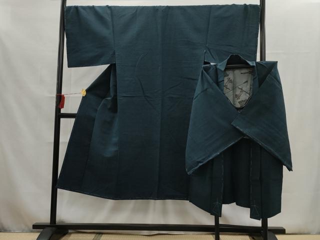 平和屋着物■男性 紬 アンサンブル 紺色 正絹 逸品 未使用 AAAQ8601sw