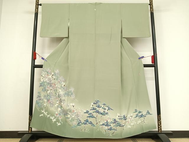 Irotome - 平和屋着物●豪華色留袖　友禅　作家物　梅松飛鶴文　暈し染め　正絹　逸品　AABA4477np