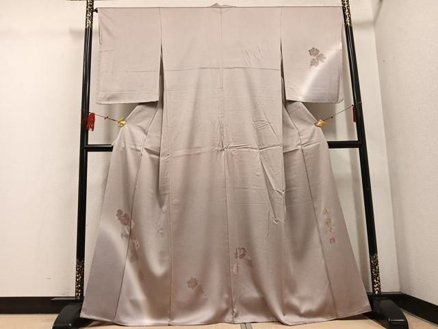 平和屋着物●訪問着　作家物　輪奈ビロード　草花文　暈し染め　正絹　逸品　AABF5356ph