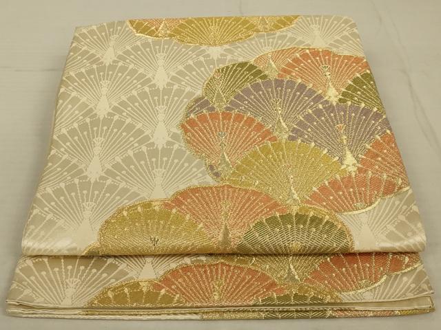 平和屋着物◎六通柄袋帯　孔雀文　金糸　正絹　逸品　AAAW5547ou