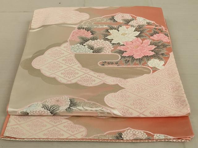 平和屋着物◎六通柄袋帯　雪輪花文　金銀糸　正絹　逸品　未使用　AAAW5549ou