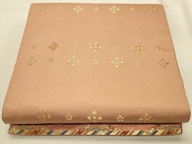 平和屋着物◎全通柄袋帯　唐織　正倉院花文　ワンポイント　金糸　正絹　逸品　CAAT4944ft