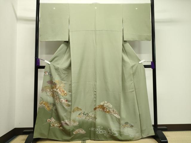 平和屋着物●豪華色留袖　駒刺繍　鳳凰枝松花文　暈し染め　金彩　正絹　逸品　CABA1517gh