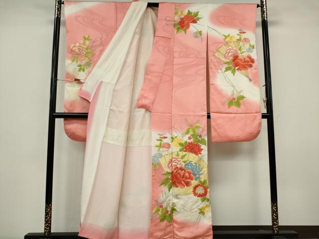 平和屋の平和屋着物■豪華振袖 刺繍 檜扇花文 暈し染め 金銀糸 正絹 逸品 CABK0917ou｜アングル2