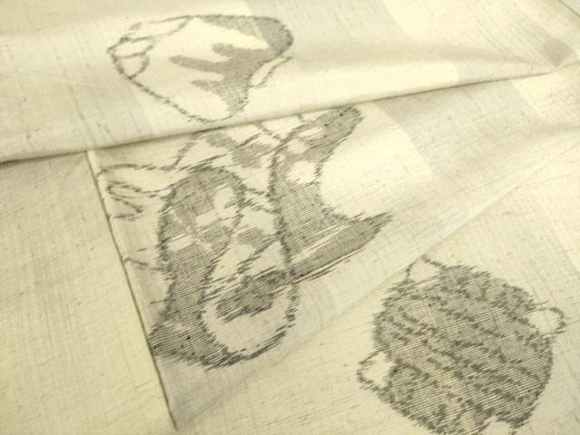 平和屋着物▽上質な紬　単衣　糸巻陶器文　正絹　逸品　DAAQ3534az