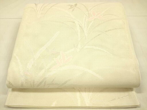平和屋着物*夏物 六通柄袋帯 草花文 銀糸 正絹 逸品 DAAT7087cm 平和屋着物*夏物 六通柄袋帯 草花文 銀糸 正絹 逸品 DAAT7087cm
