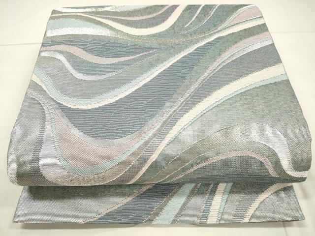 平和屋着物＊夏物　六通柄袋帯　流水文　銀糸　正絹　逸品　DAAT7151cm(4)