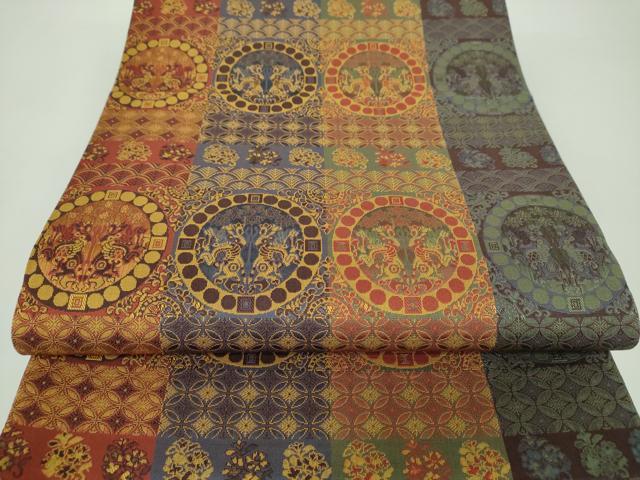 平和屋着物●全通柄京袋帯　狩猟連珠　正絹　逸品　未使用　DAAX4534ps