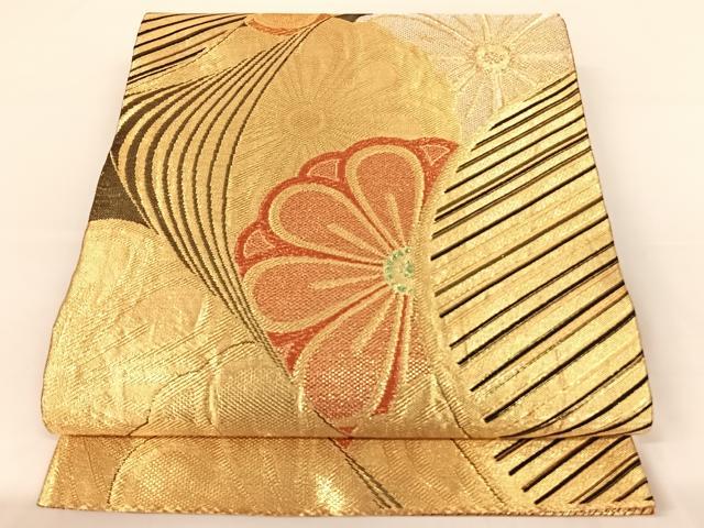 平和屋着物◎六通柄袋帯　舞花文　金銀糸　正絹　逸品　AAAN3277wt