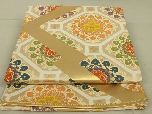 平和屋着物◎六通柄袋帯 正倉院花文 金糸 正絹 逸品 AAAW5545ou 平和屋着物◎六通柄袋帯 正倉院花文 金糸 正絹 逸品 AAAW5545ou