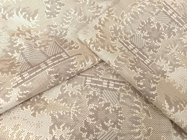 平和屋着物●本場大島紬　白大島　一元7マルキ　風景文　正絹　逸品　AABA4482np