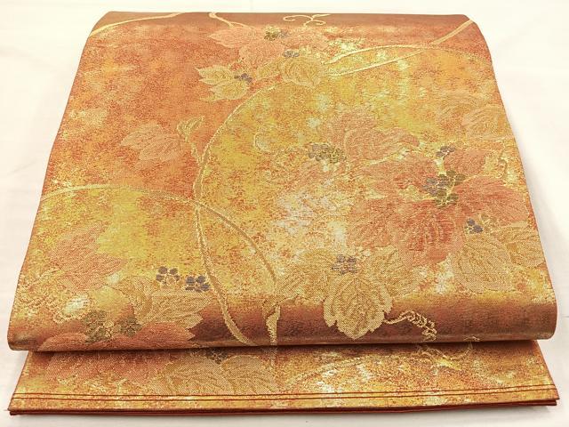平和屋着物◎六通柄袋帯 花唐草文 金糸 正絹 逸品 BAAM4827if