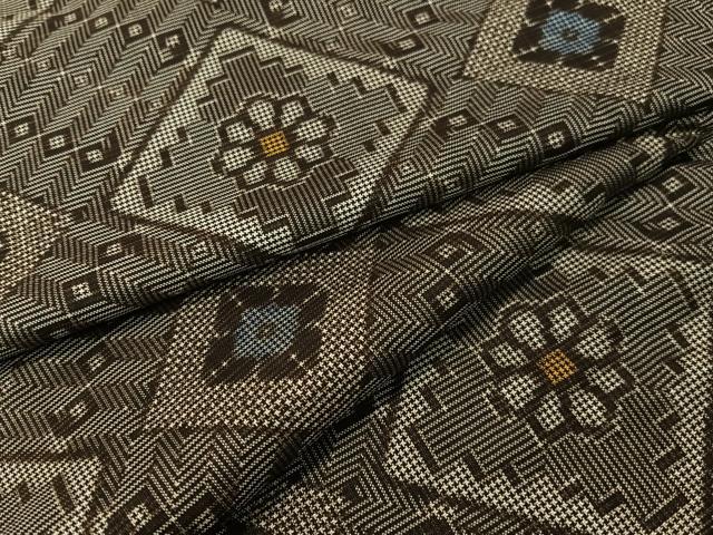 Kimono - 平和屋着物●本場大島紬　龍郷絣　花菱文　正絹　逸品　CABC9810vp