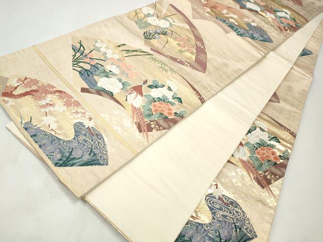 平和屋の平和屋着物◎六通柄袋帯 唐織 立波地紙花鳥文 金糸 正絹 逸品 CABJ3847qe｜アングル3