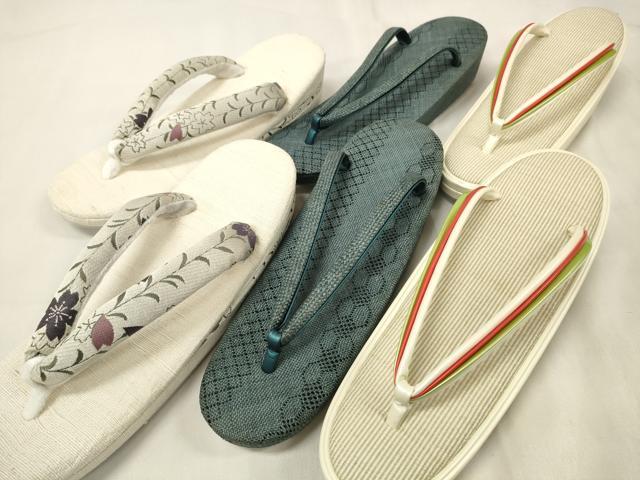 平和屋着物▽和装小物　草履まとめて3足　スリーシーズン　春夏秋　パナマ草履　亜麻　大丸扱い　23.5cm　逸品　未使用　DABA7391zzz