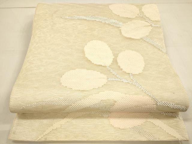 平和屋着物＊夏物　六通柄袋帯　草葉文　銀糸　正絹　逸品　DAAT6136op