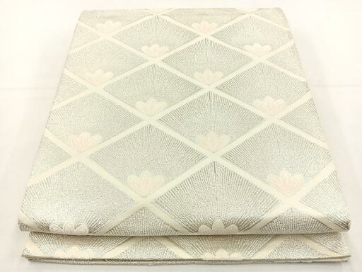 平和屋着物◎六通柄袋帯 唐織 若松菱文 銀糸 正絹 逸品 BAAT5215jr 平和屋着物◎六通柄袋帯 唐織 若松菱文 銀糸 正絹 逸品 BAAT5215jr