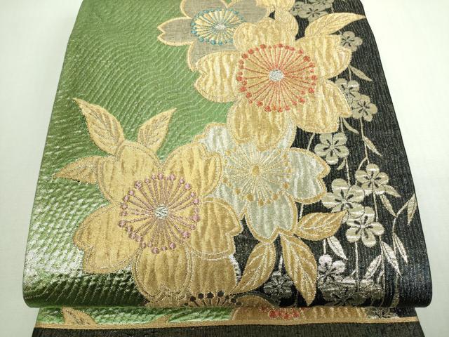 平和屋着物▼六通柄袋帯 舞花文 金銀糸 正絹 逸品 DAAT5124sf