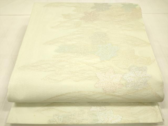 平和屋着物＊夏物　西陣　六通柄袋帯　枝葉文　金銀糸　証紙付き　正絹　逸品　DAAT7035cm