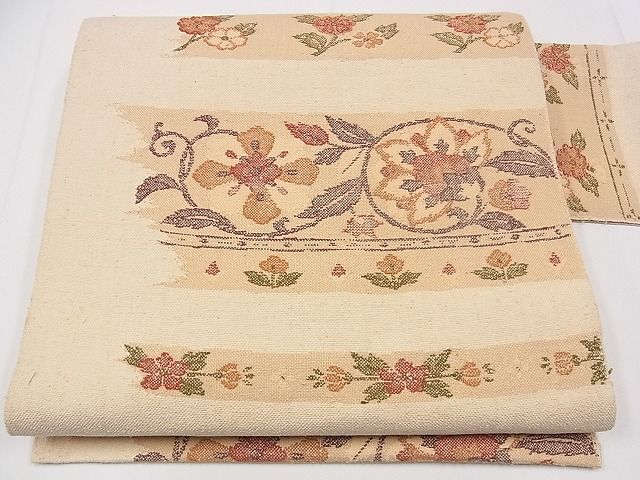 平和屋着物■八寸名古屋帯 紬地 霞花文 逸品 eg1311