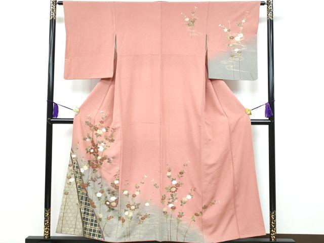 平和屋着物■訪問着 流水枝花文 暈し染め 金彩 正絹 逸品 CAAK5817fb