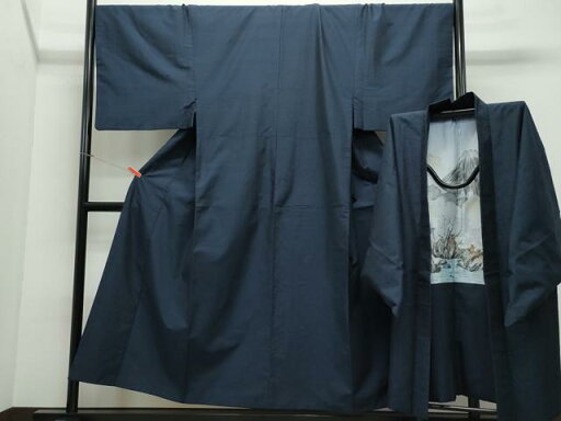 平和屋着物●男性 紬 アンサンブル 濃紺色 キングサイズ 正絹 逸品 CAAV6590vf 平和屋着物●男性 紬 アンサンブル 濃紺色 キングサイズ 正絹 逸品 CAAV6590vf