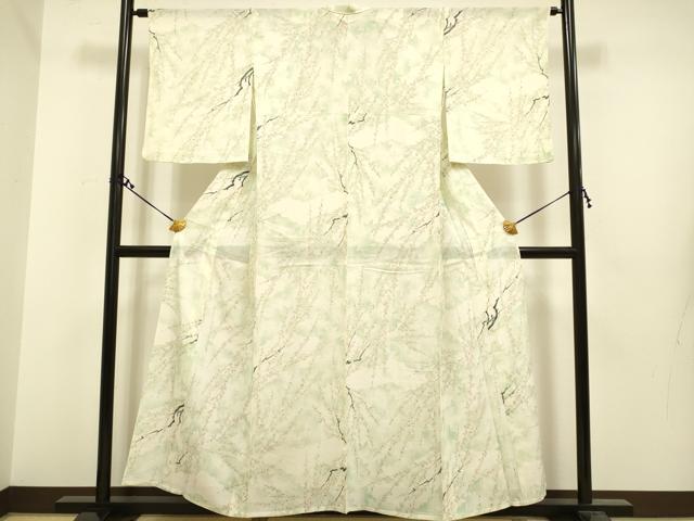 平和屋着物＊夏物　小紋　絽　枝梅文　正絹　逸品　DAAT4191du