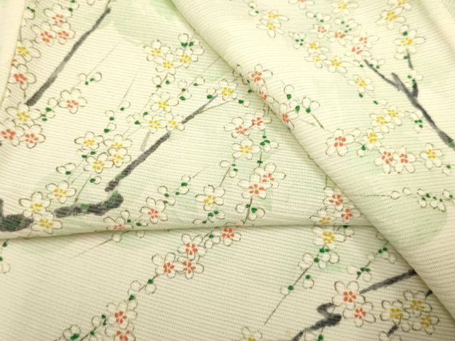 平和屋着物＊夏物　小紋　絽　枝梅文　正絹　逸品　DAAT4191du