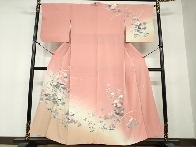 Other - 平和屋着物●訪問着　友禅　作家物　草花文　暈し染め　正絹　逸品　DAAY5221ud