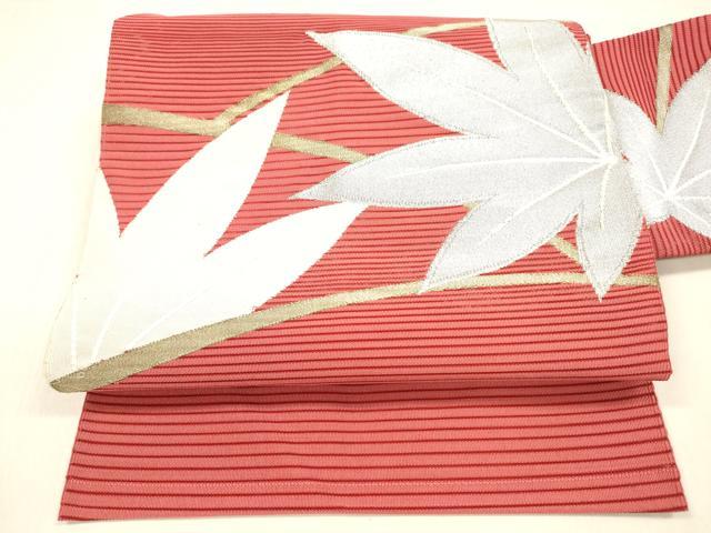 美品 西陣いづくら謹製 夏着物正絹 紗“色づき始める紅葉”八寸夏なごや帯G-42 美品 西陣いづくら謹製 夏着物正絹 紗“色づき始める紅葉”八寸夏なごや