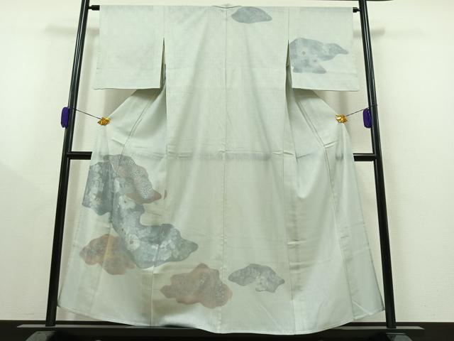 Full-Length Under-Kimono - 平和屋着物▽訪問着　無双　紗袷　紗×紗　草花文　正絹　逸品　AAAY9432jh