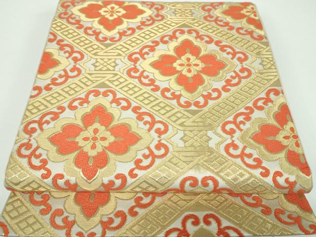 平和屋着物●西陣　川島織物　六通柄　本袋帯　唐織　花菱文　金糸　正絹　逸品　DABB4168ps
