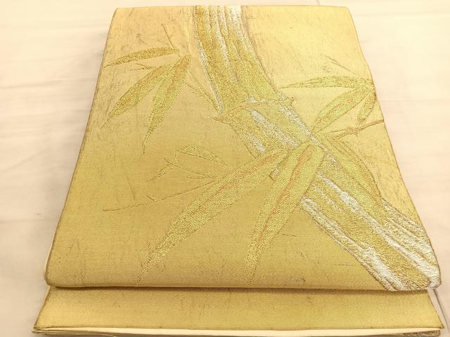 平和屋着物◎六通柄袋帯　笹竹文　金銀糸　三越扱い　正絹　逸品　BAAV5045hv