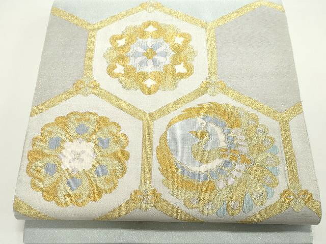 平和屋着物●爪&#25620;き本綴れ　太鼓柄袋帯　正倉院鳳凰亀甲花文　金糸　正絹　逸品　CAAY9323yk