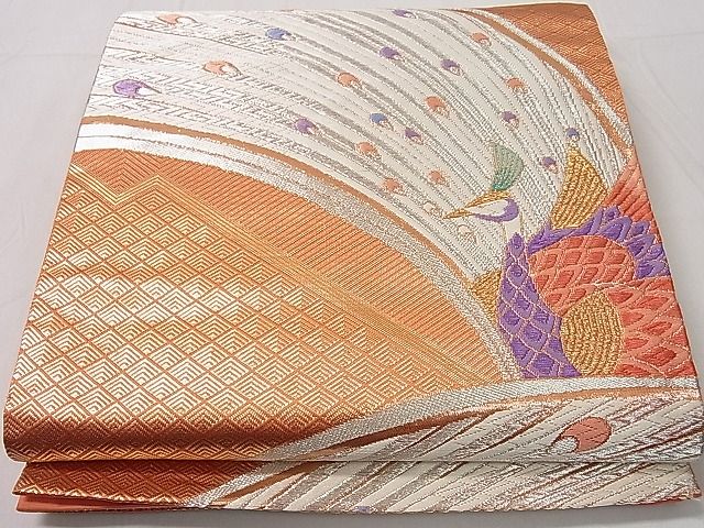 平和屋着物■六通柄袋帯 唐織 孔雀文 金銀糸 逸品 ha4727
