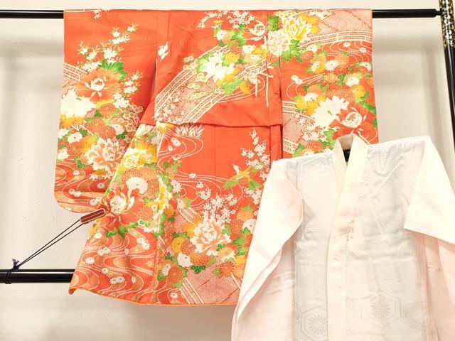 Kimono （For Girls） - 平和屋着物[]七五三　女の子　3歳　祝着　三つ身　長襦袢(無双仕立て)セット　駒刺繍　牡丹花文　金彩　逸品　DABE7091ma