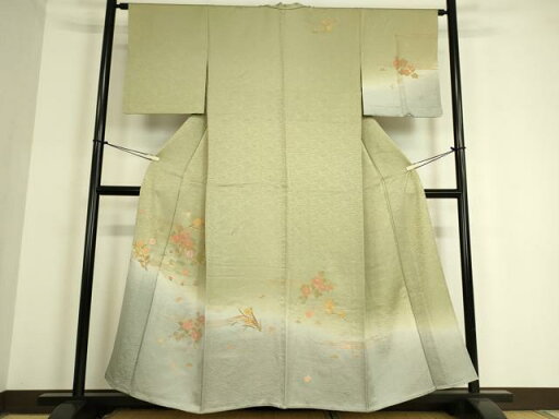 平和屋着物▽訪問着 単衣 刺繍 霞草花文 暈し染め 金彩 正絹 逸品 DAAQ3997az 平和屋着物▽訪問着 単衣 刺繍 霞草花文 暈し染め 金彩 正絹 逸品 DAAQ3997az