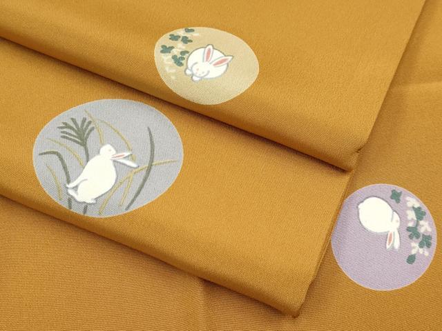 平和屋本店■上質な長襦袢　袷　兎　狐色地　逸品　未使用　CYAA2514s5(4)