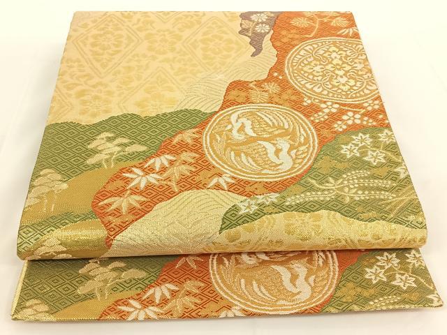 平和屋着物◎佐賀錦 六通柄袋帯 道長文 金糸 正絹 逸品 AAAN6345jh
