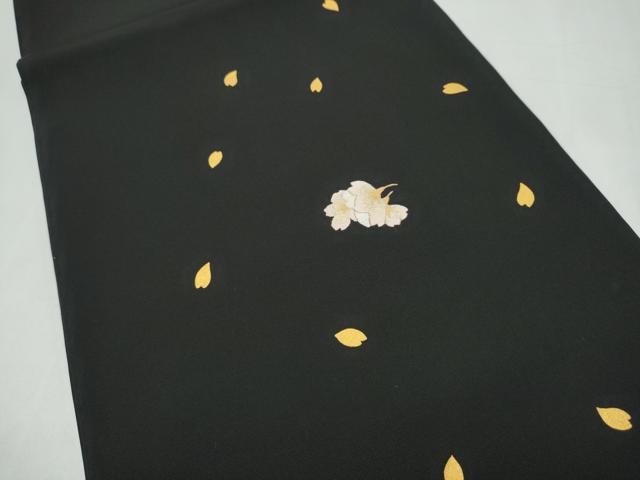 平和屋の平和屋着物●塩瀬　九寸開き名古屋帯　刺繍　舞桜文　黒地　金銀糸　正絹　逸品　CABJ8797hy｜アングル2