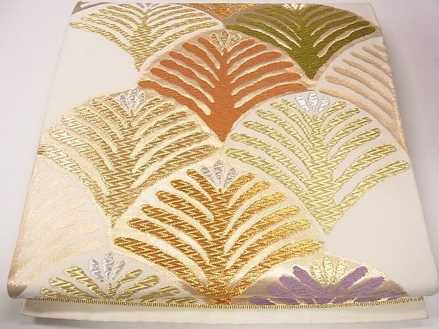 平和屋着物◎六通柄袋帯　唐織　松葉文　金銀糸　逸品　CAAG1957eg(4)