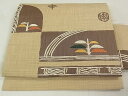 平和屋着物◎九寸名古屋帯 横段草葉文 逸品 未使用 DAAG0300ox