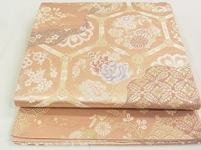 平和屋着物◎六通柄袋帯　唐織　道長取天井文　金糸　逸品　DAAG0327ox